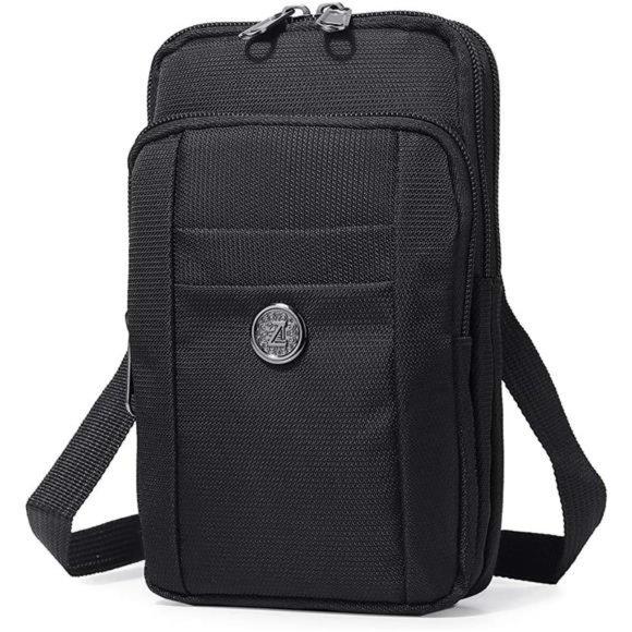 Water-Resistant Oxford Fabric Multifunction Phone Bag One Shoulder (Black)